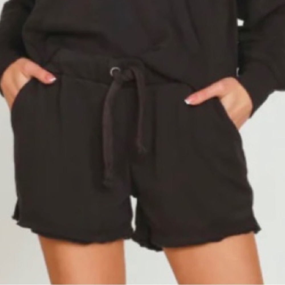 Vintage Havana Black Burnout Soft Shorts Elastic Drawstring Size Small